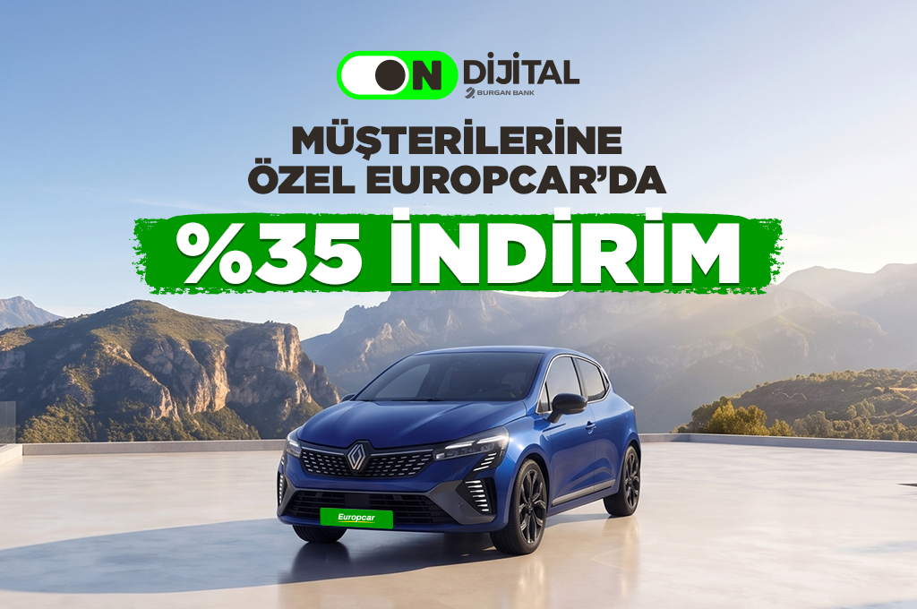 ON Dijital Müşterilerine Europcar’da %35 İndirim ON Dijital müşterilerine özel Europcar araç kiralama kampanyasında %35 indirim sunan kampanya görsel