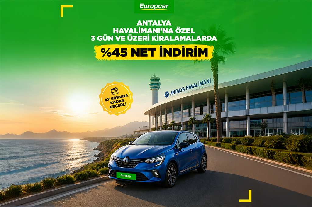 Antalya Ofislerine Özel Bayram %45 Araç Kiralama İndirimi Antalya ofislerine özel bayram döneminde %45 indirimli araç kiralama kampanyası